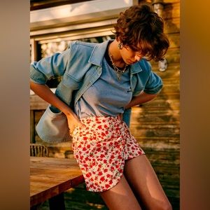 Sezane Pacome Mini Skirt Coral Flowers Size US 4 / FR 36